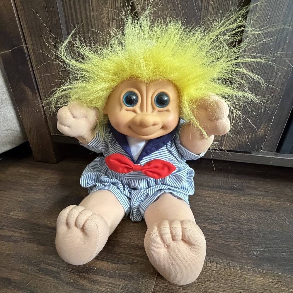 12" Russ Troll Kidz Skippy the Sailor‎ Troll Doll Soft Plush Body Yellow Hair